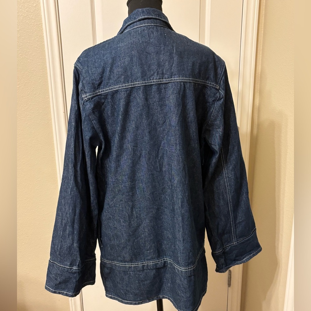 Anthropologie Pilcro Medium Denim mini dress long sleeve zipper jean pockets Lg - Picture 13 of 14
